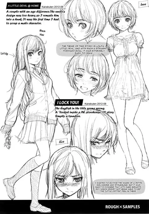 Renai Sample Character Roughs - MelonBooks Limited Booklet