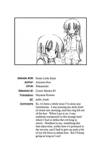 (C83) [Nikopondo (Aoyama Reo)] Sweet Little Sister [English] [Hayama_Kotono]